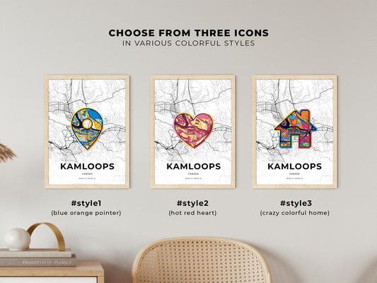 Kamloops Canada maps with colorful icons