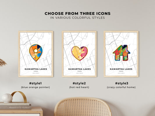 Kawartha Lakes Canada maps with colorful icons