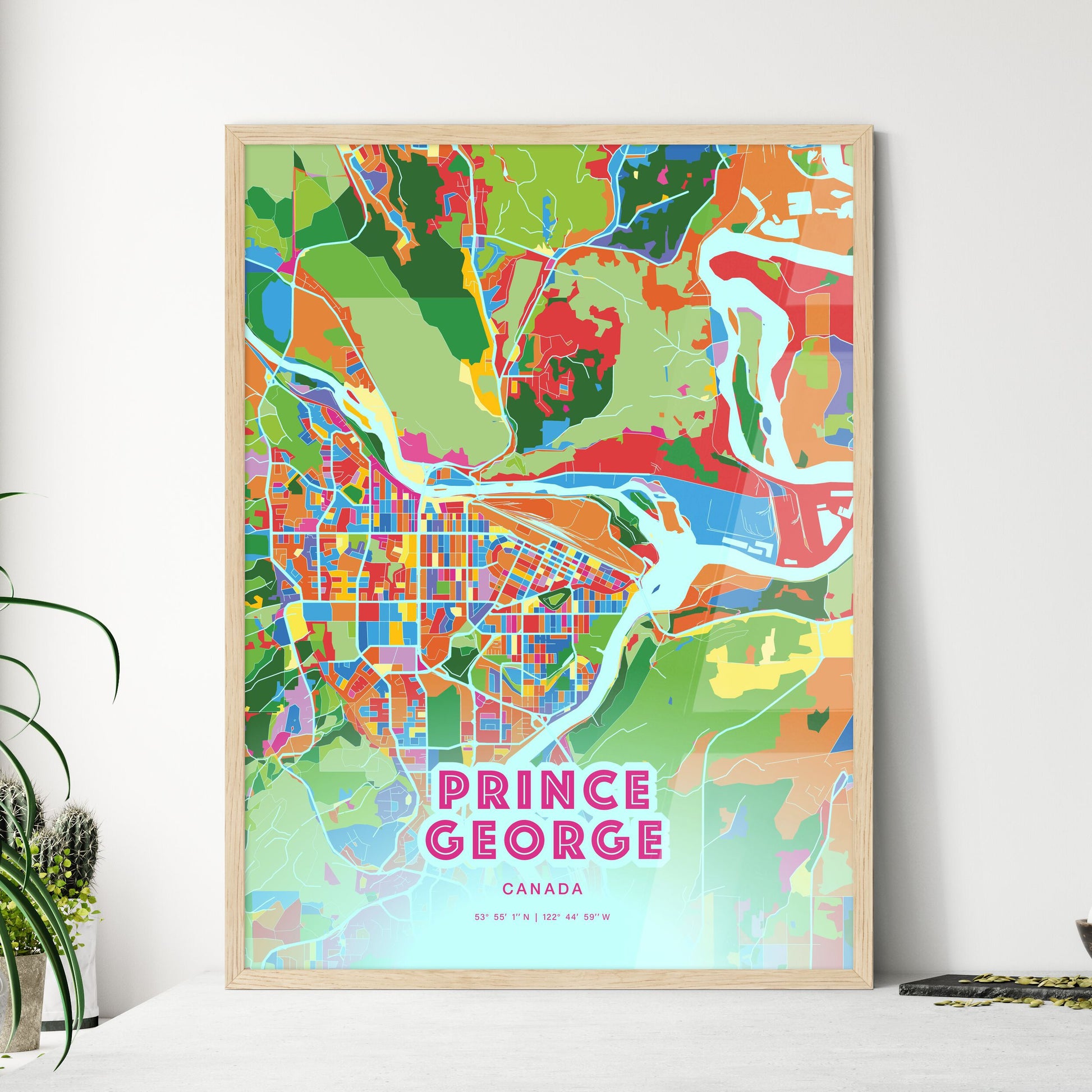 Colorful PRINCE GEORGE CANADA Fine Art Map Crazy Colors