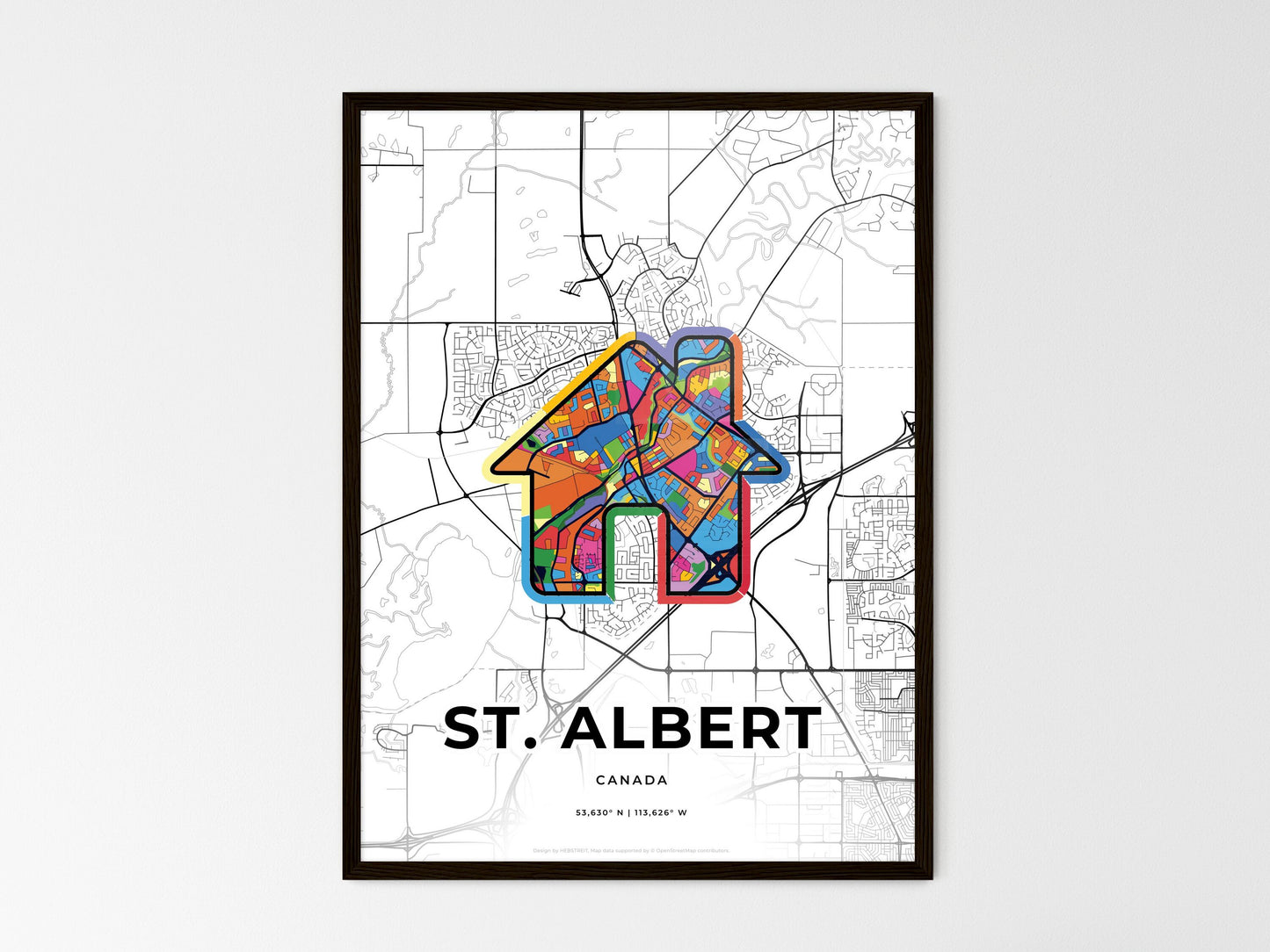 St. Albert Canada wedding art map with home icon