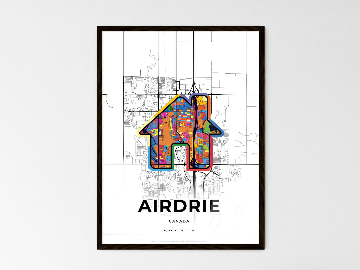 Airdrie Canada wedding art map with home icon