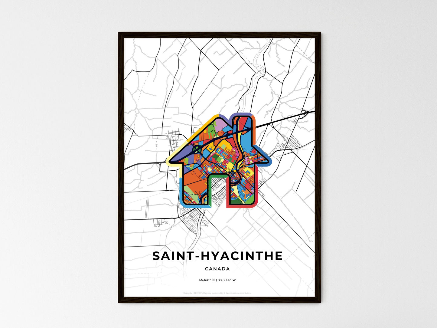 Saint-Hyacinthe Canada wedding art map with home icon