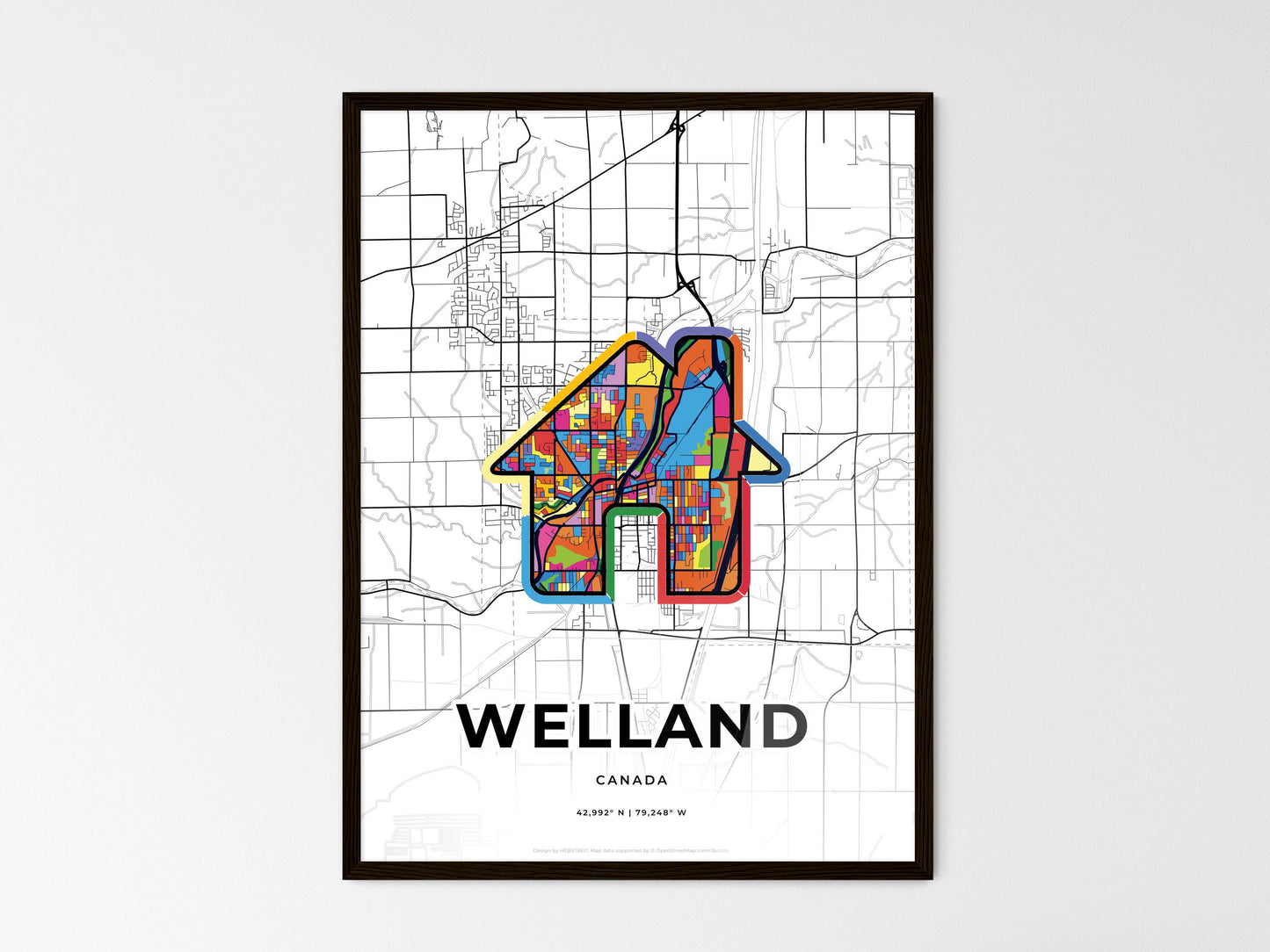 Welland Canada wedding art map with home icon
