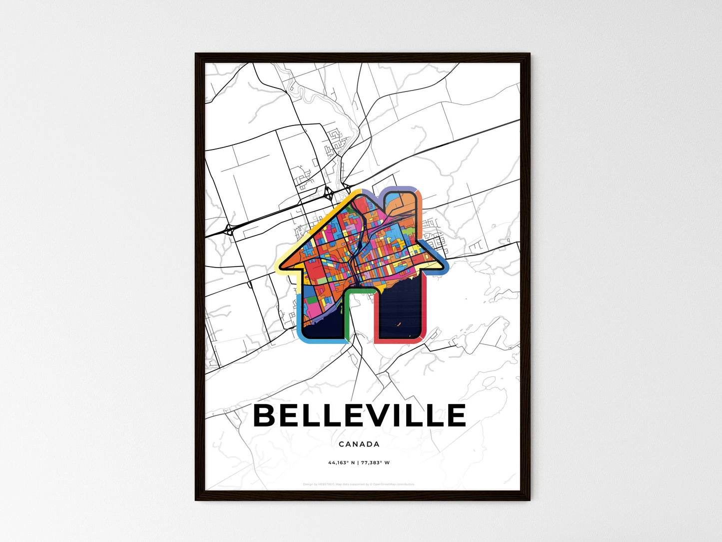 Belleville Canada wedding art map with home icon