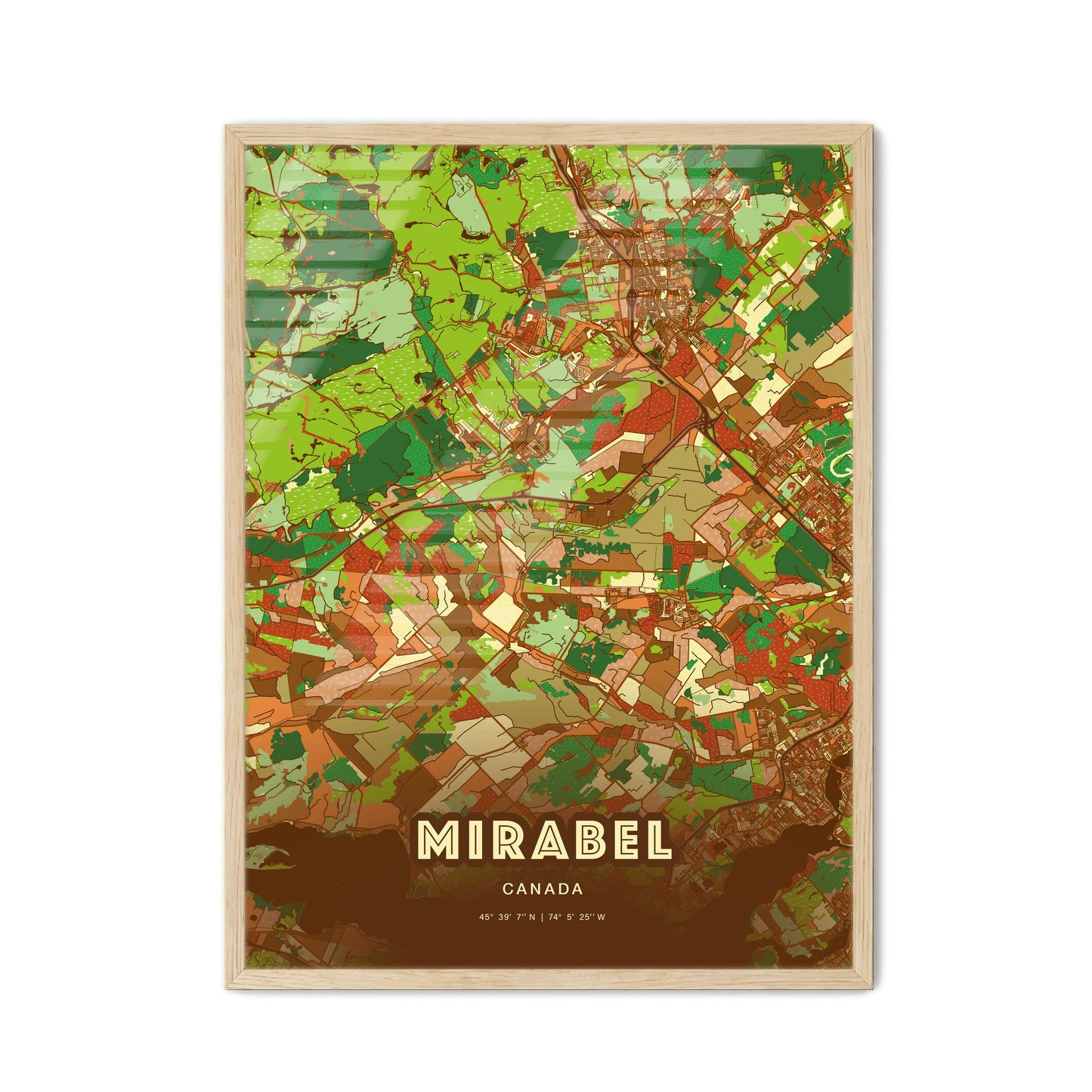 Colorful MIRABEL CANADA Fine Art Map Farmhouse