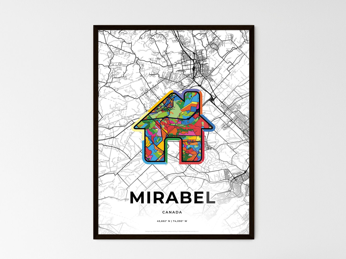 Mirabel Canada wedding art map with home icon
