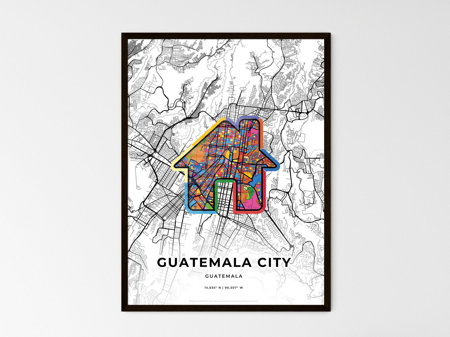 Guatemala City Guatemala wedding art map with home icon