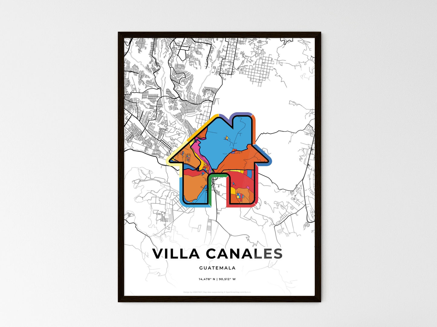 Villa Canales Guatemala wedding art map with home icon