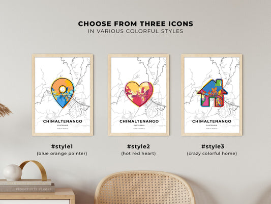 Chimaltenango Guatemala maps with colorful icons