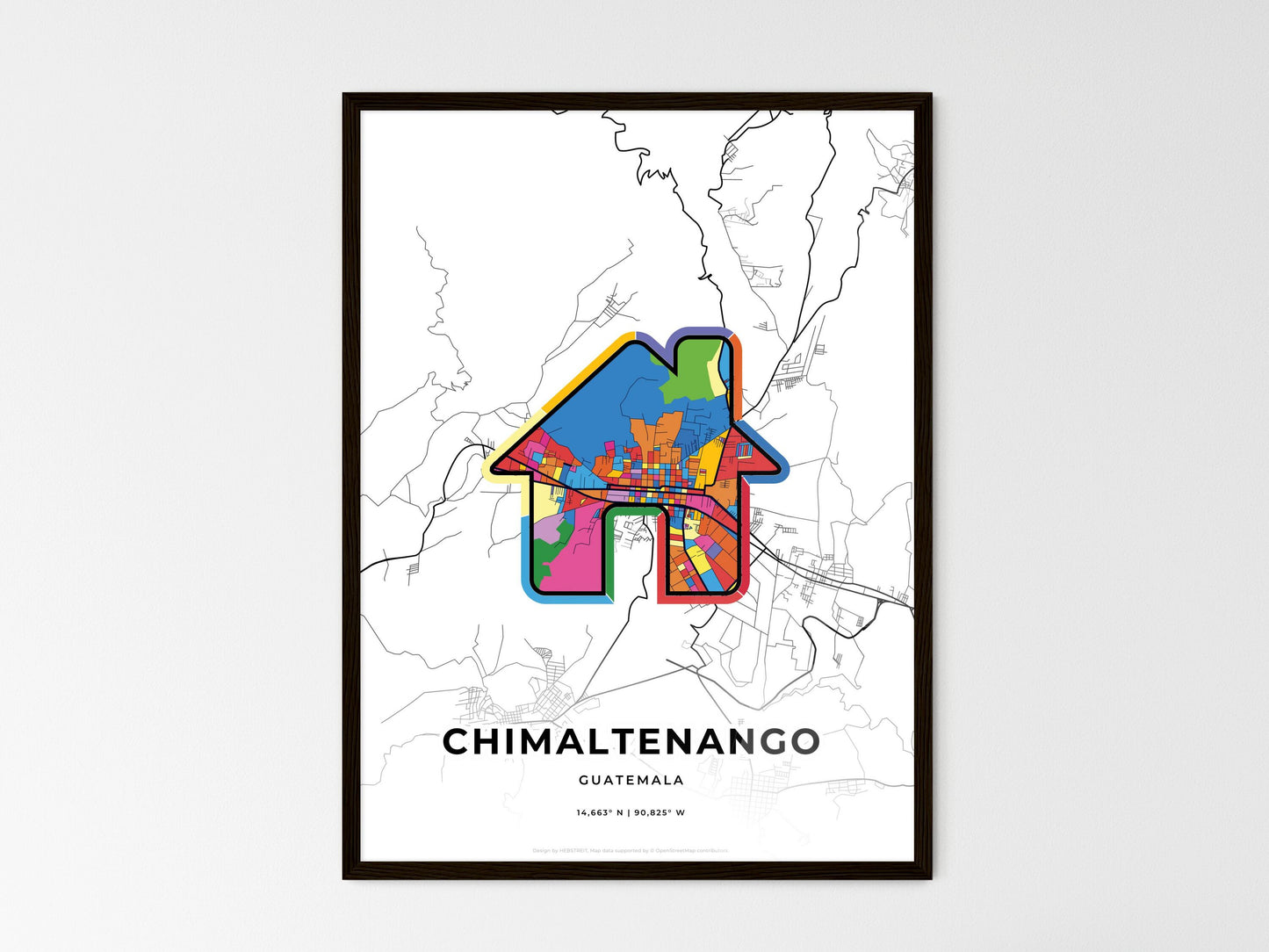 Chimaltenango Guatemala wedding art map with home icon