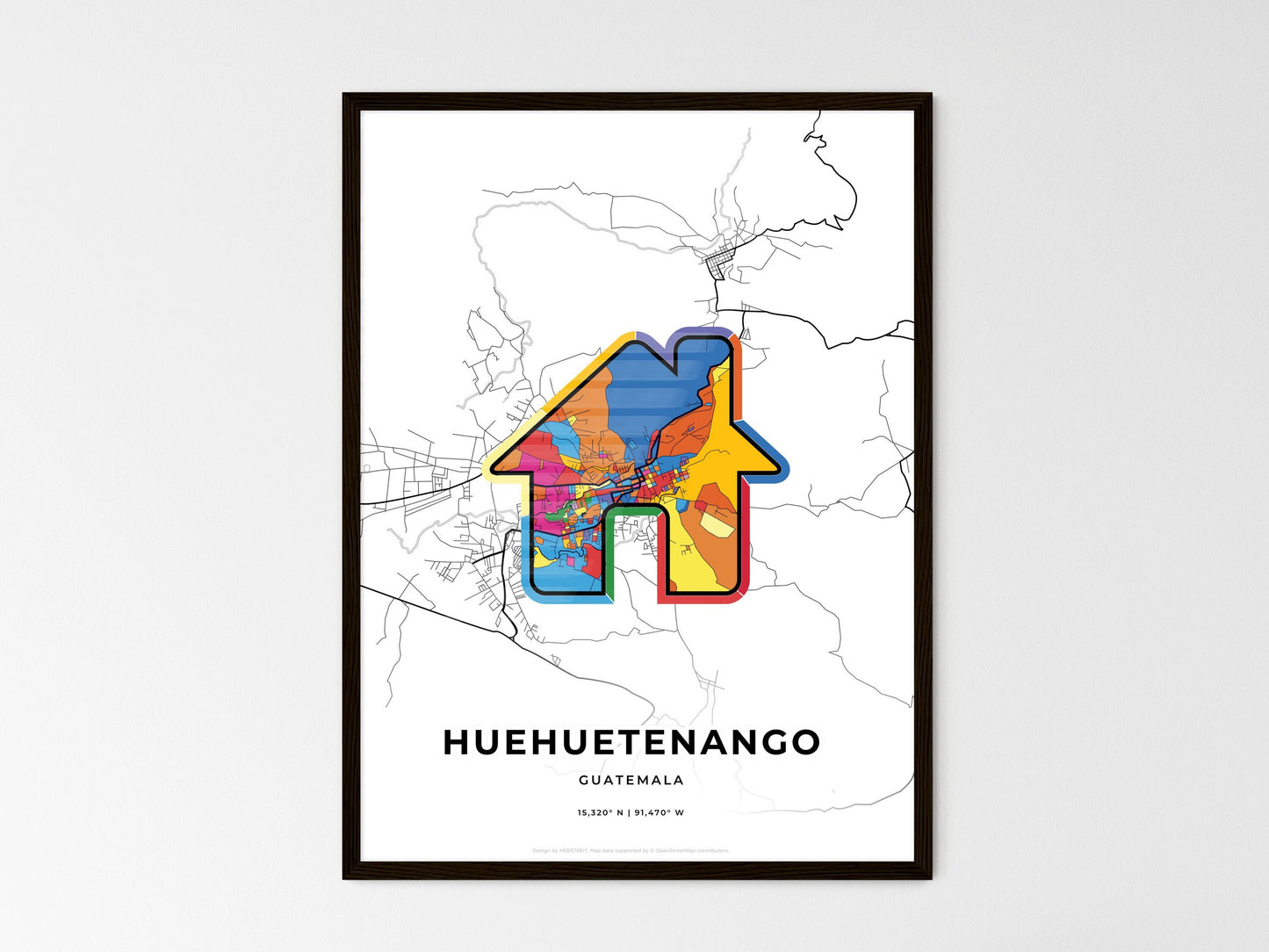 Huehuetenango Guatemala wedding art map with home icon