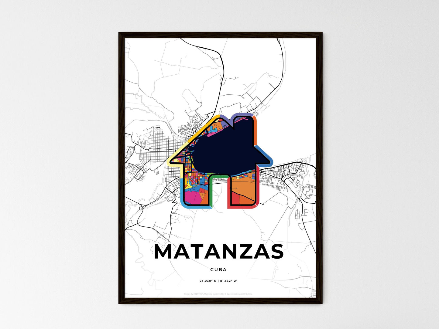 Matanzas Cuba wedding art map with home icon