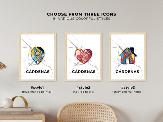Cárdenas Cuba maps with colorful icons