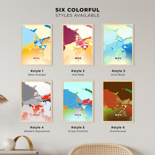 Colorful MOA CUBA Fine Art Map Blue Orange