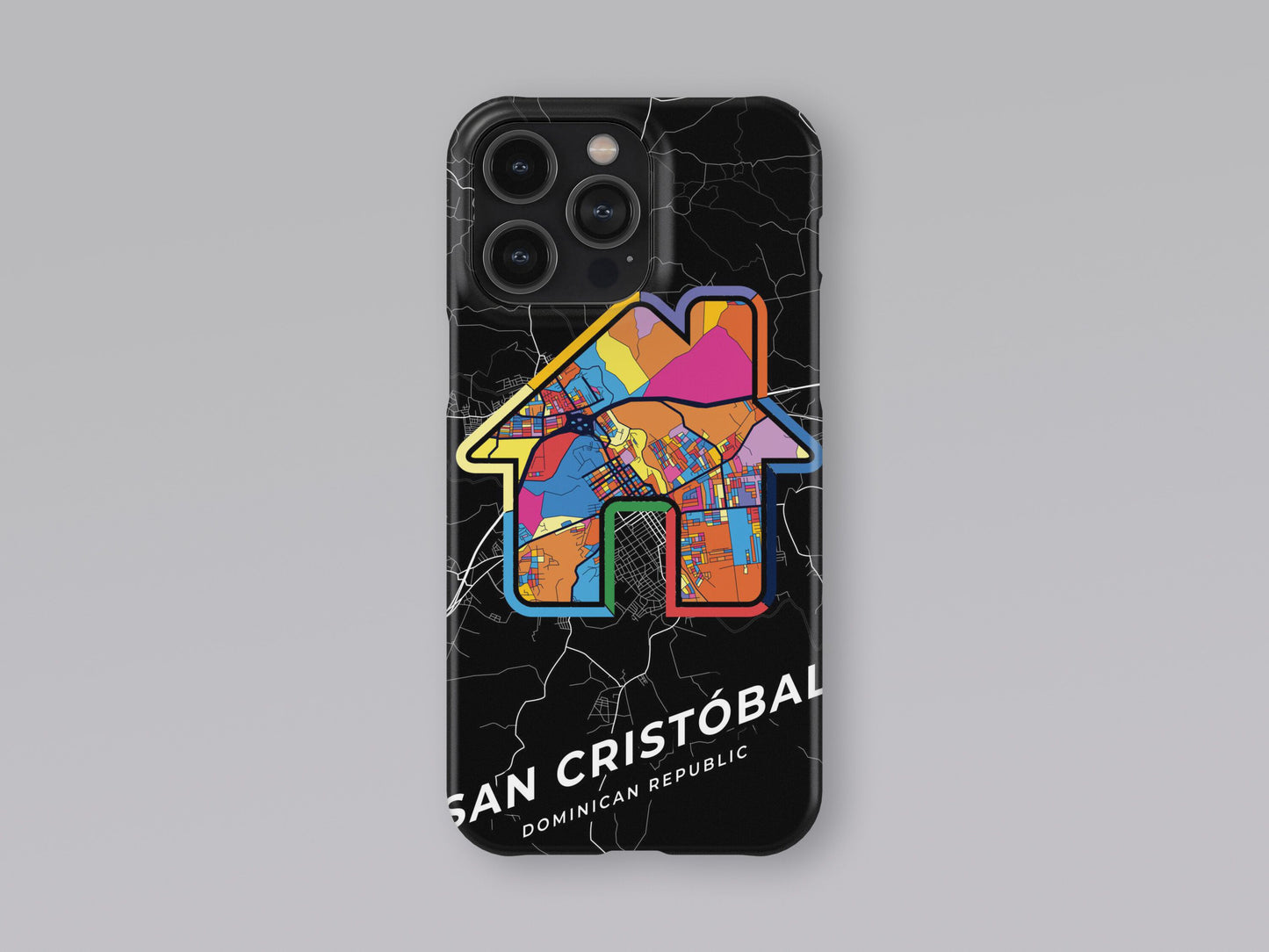 San Cristóbal Dominican Republic slim phone case with colorful icon. Birthday, wedding or housewarming gift. Couple match cases. 3
