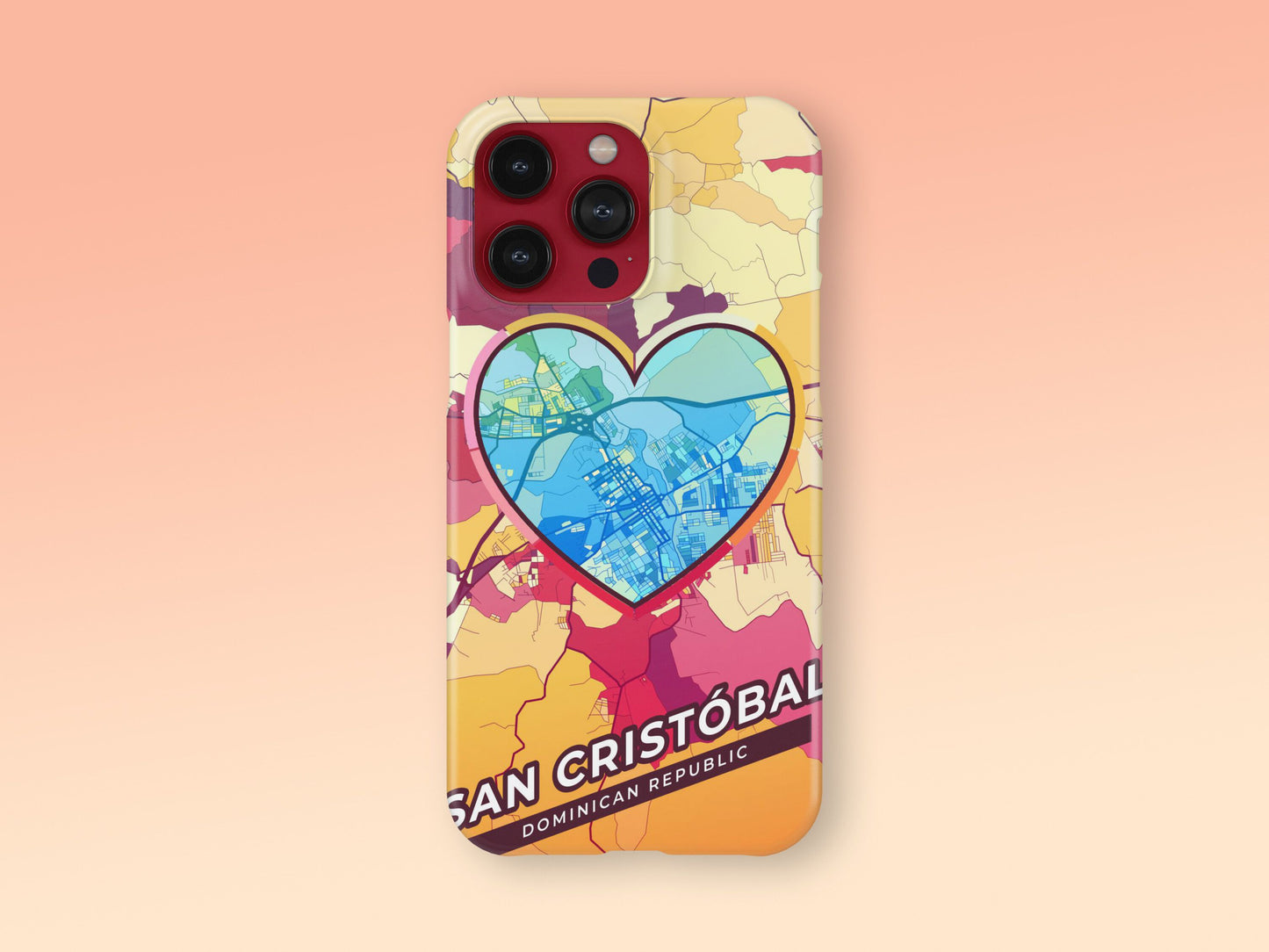 San Cristóbal Dominican Republic slim phone case with colorful icon. Birthday, wedding or housewarming gift. Couple match cases. 2
