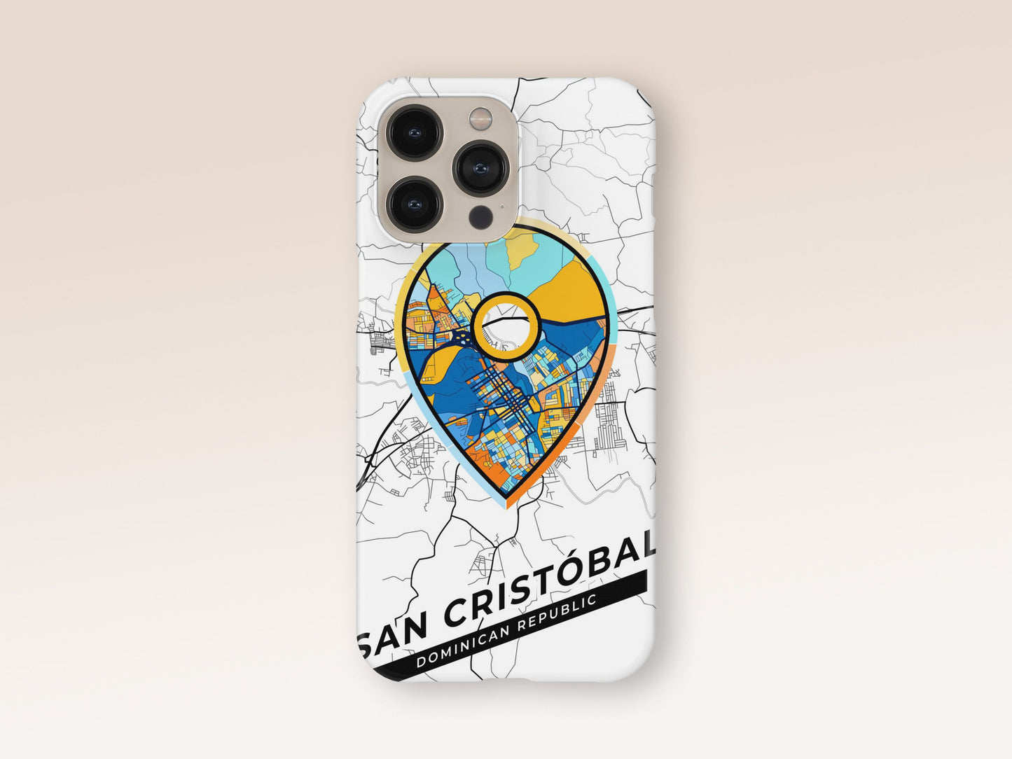San Cristóbal Dominican Republic slim phone case with colorful icon. Birthday, wedding or housewarming gift. Couple match cases. 1