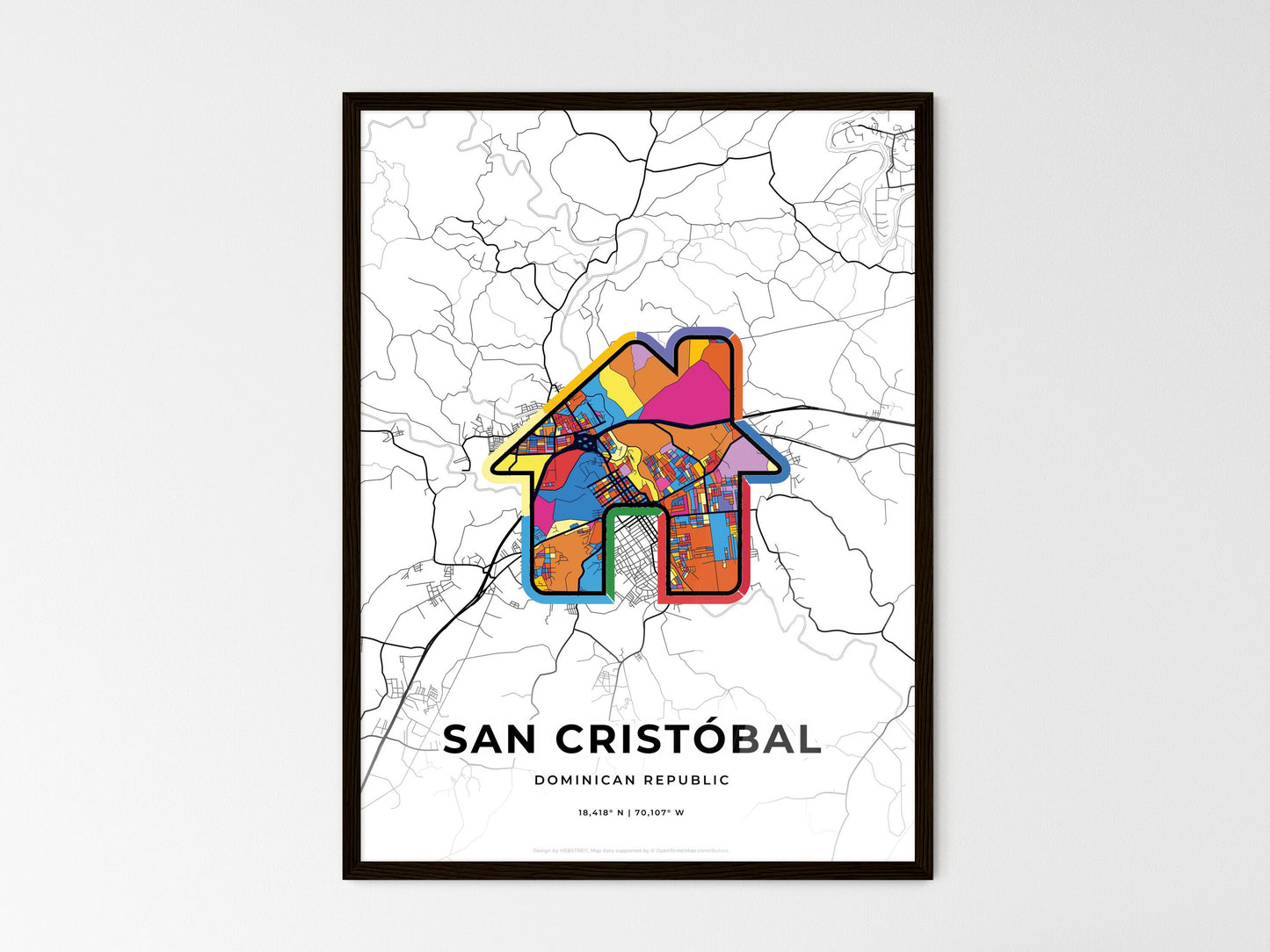 San Cristóbal Dominican Republic wedding art map with home icon