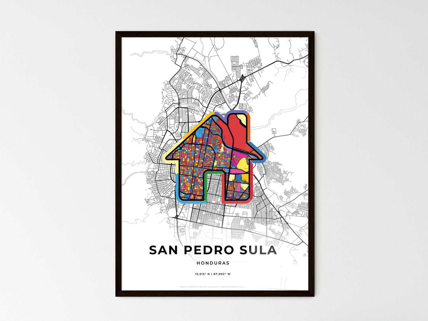 San Pedro Sula Honduras wedding art map with home icon