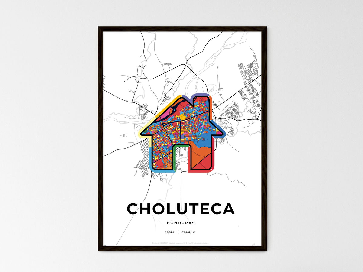 Choluteca Honduras wedding art map with home icon