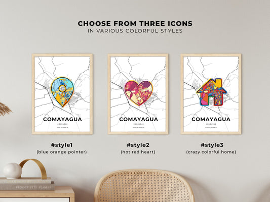 Comayagua Honduras maps with colorful icons