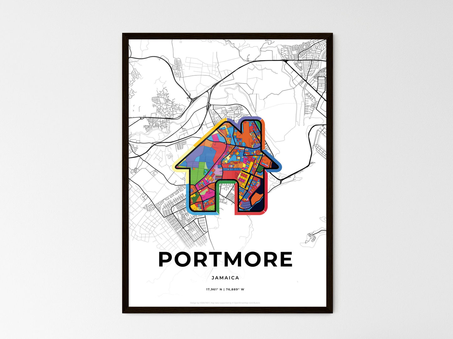 Portmore Jamaica wedding art map with home icon