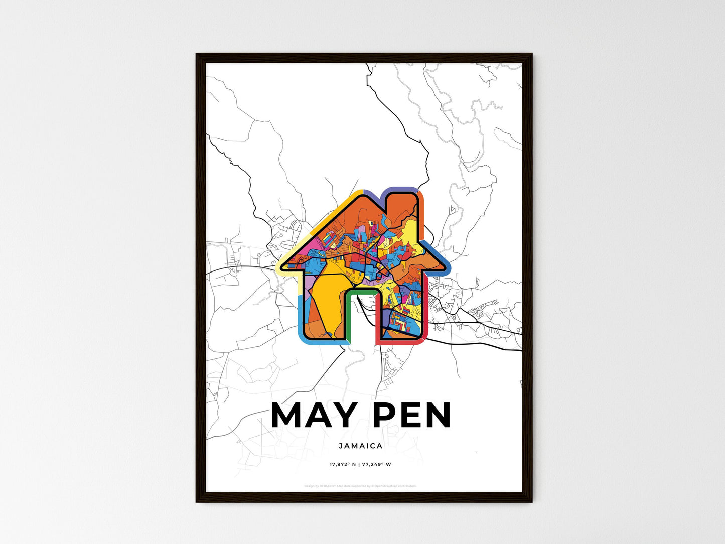 May Pen Jamaica wedding art map with home icon