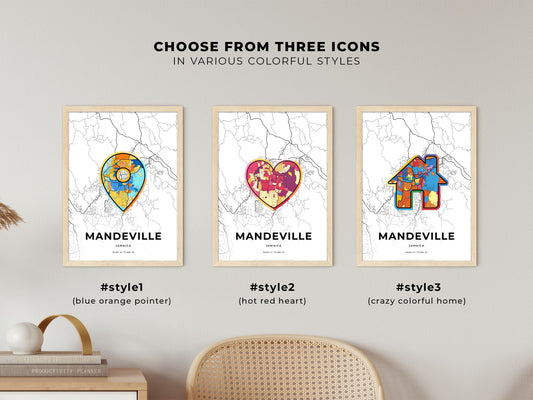 Mandeville Jamaica maps with colorful icons