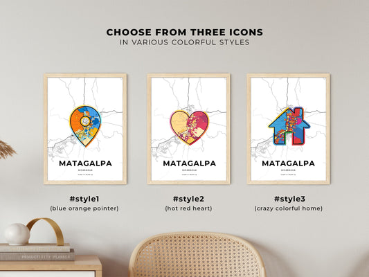 Matagalpa Nicaragua maps with colorful icons
