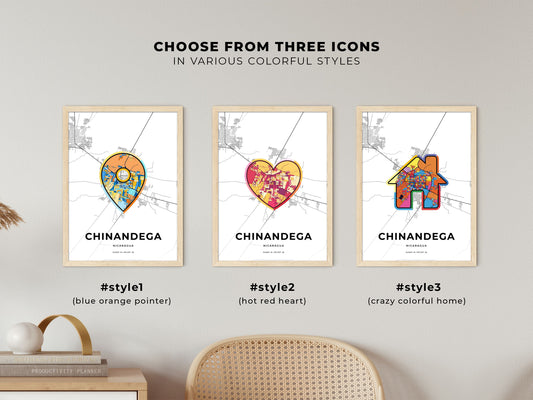 Chinandega Nicaragua maps with colorful icons