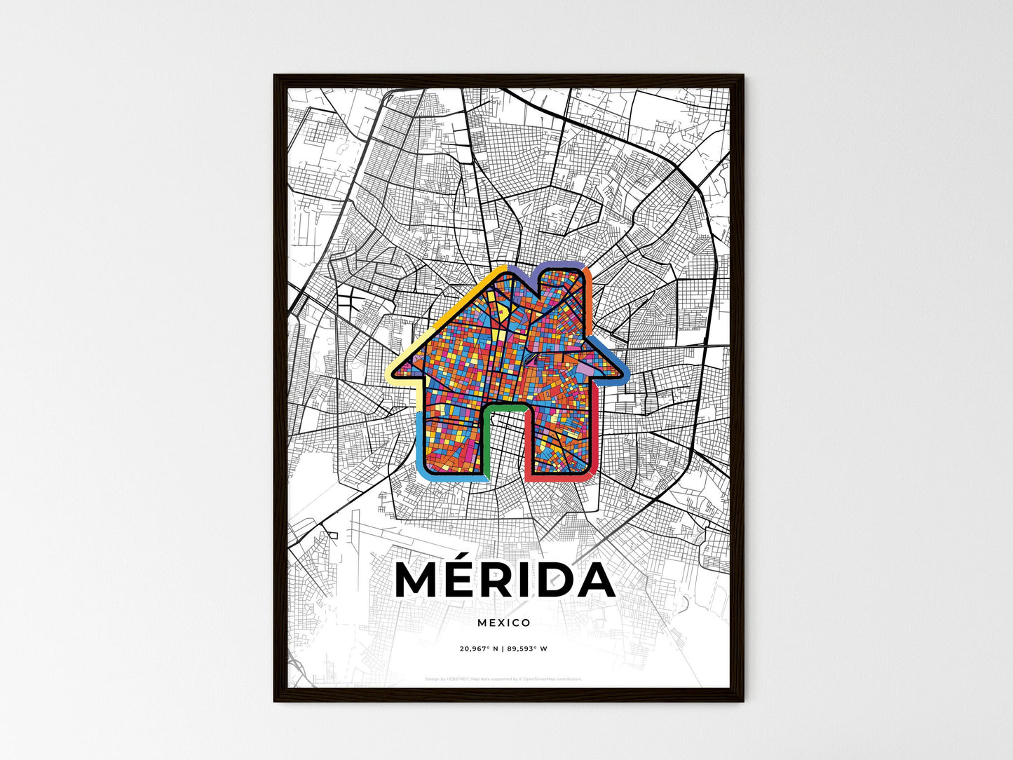 Mérida Mexico wedding art map with home icon