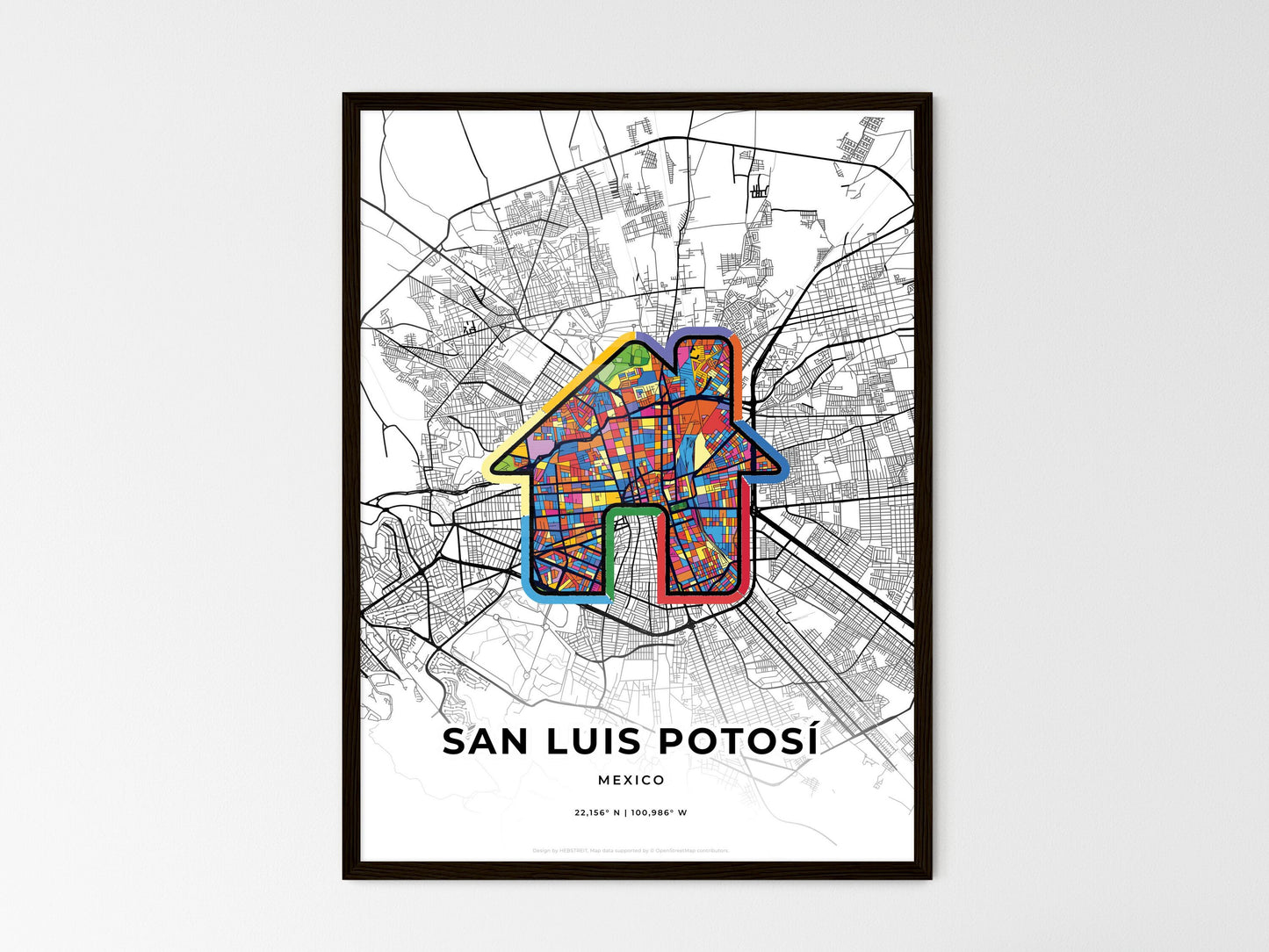 San Luis Potosí Mexico wedding art map with home icon