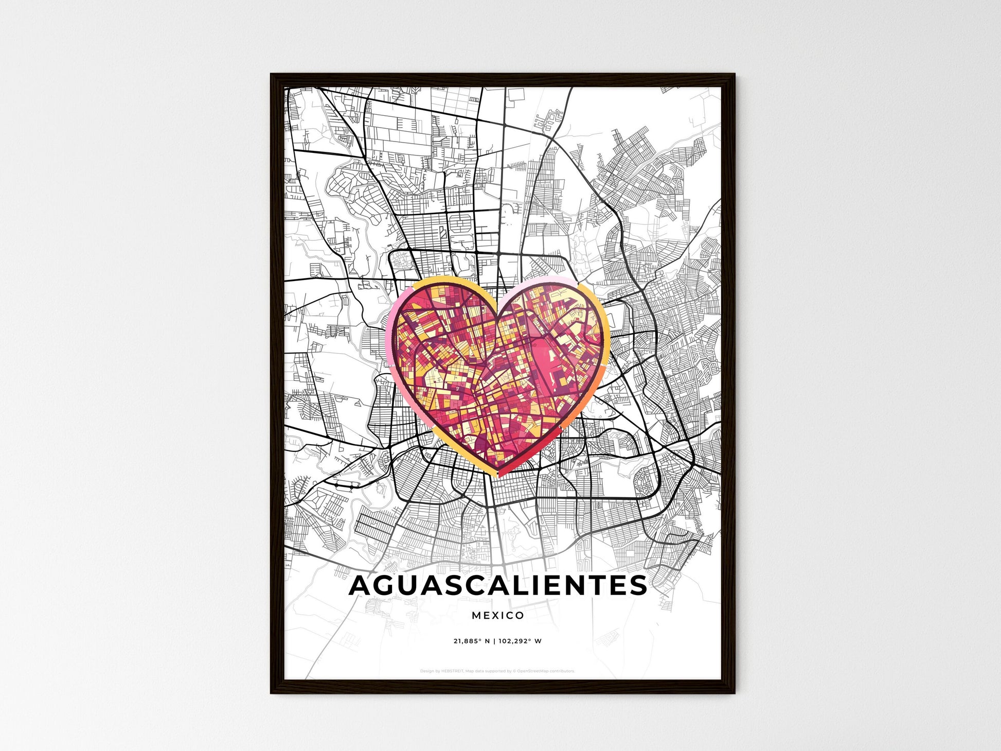 AGUASCALIENTES MEXICO minimal art map with a colorful icon. Where it all began, Couple map gift. Style 2