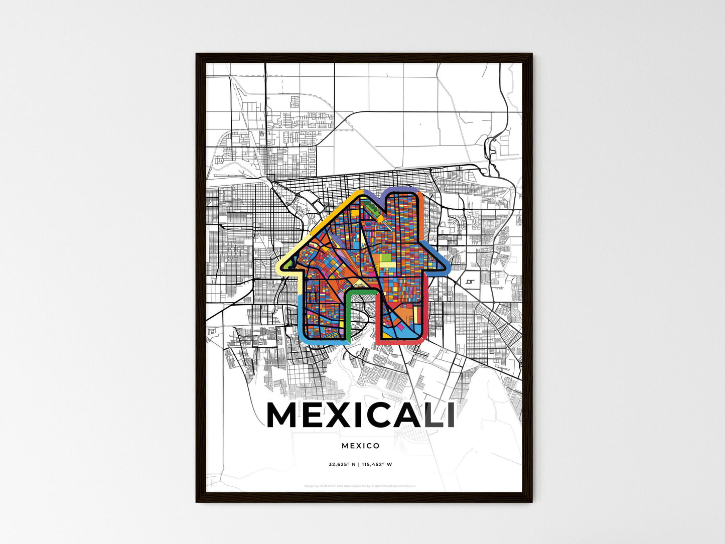 Mexicali Mexico wedding art map with home icon