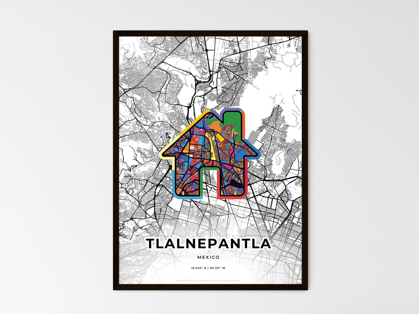 Tlalnepantla Mexico wedding art map with home icon
