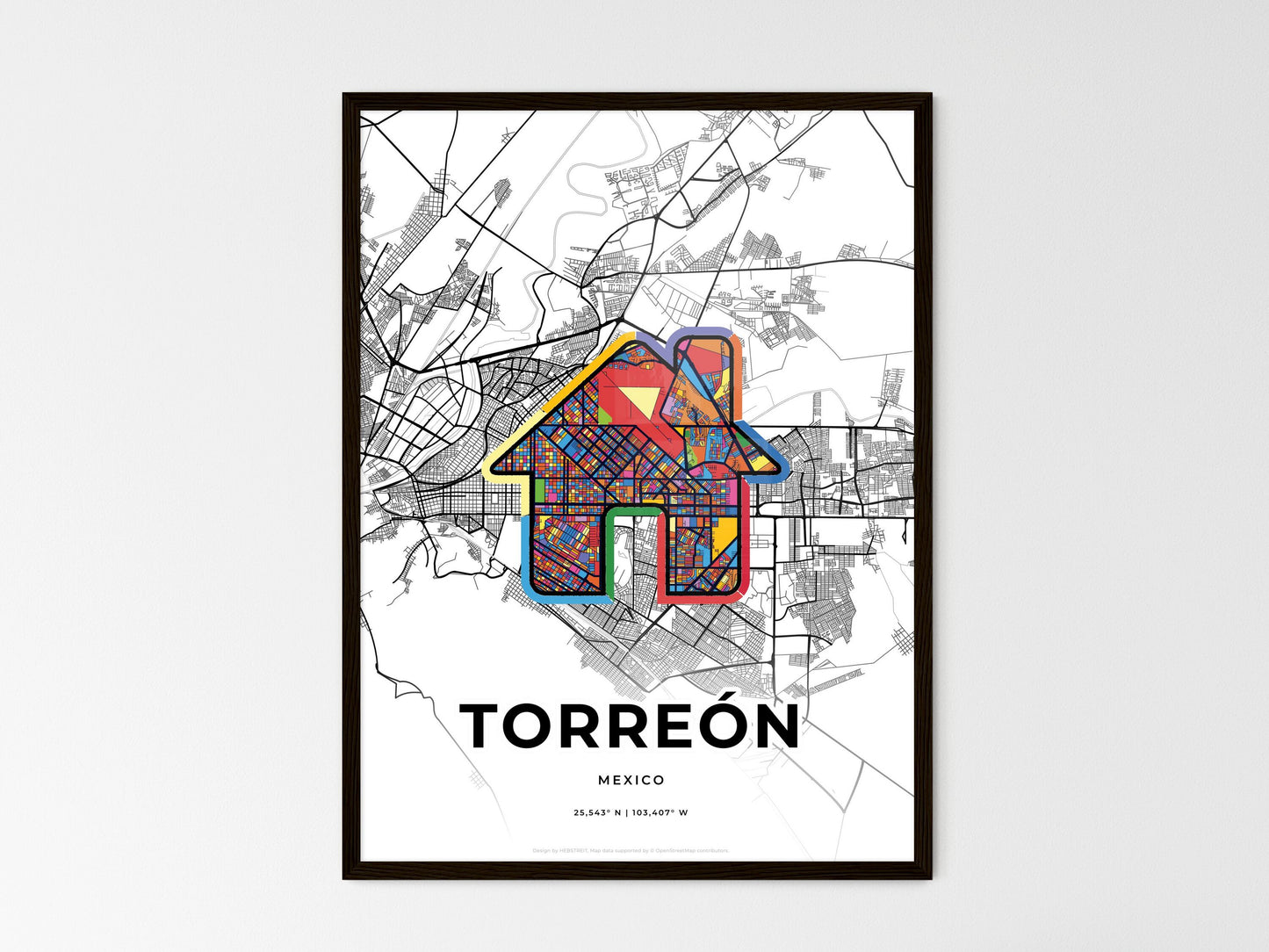 Torreón Mexico wedding art map with home icon