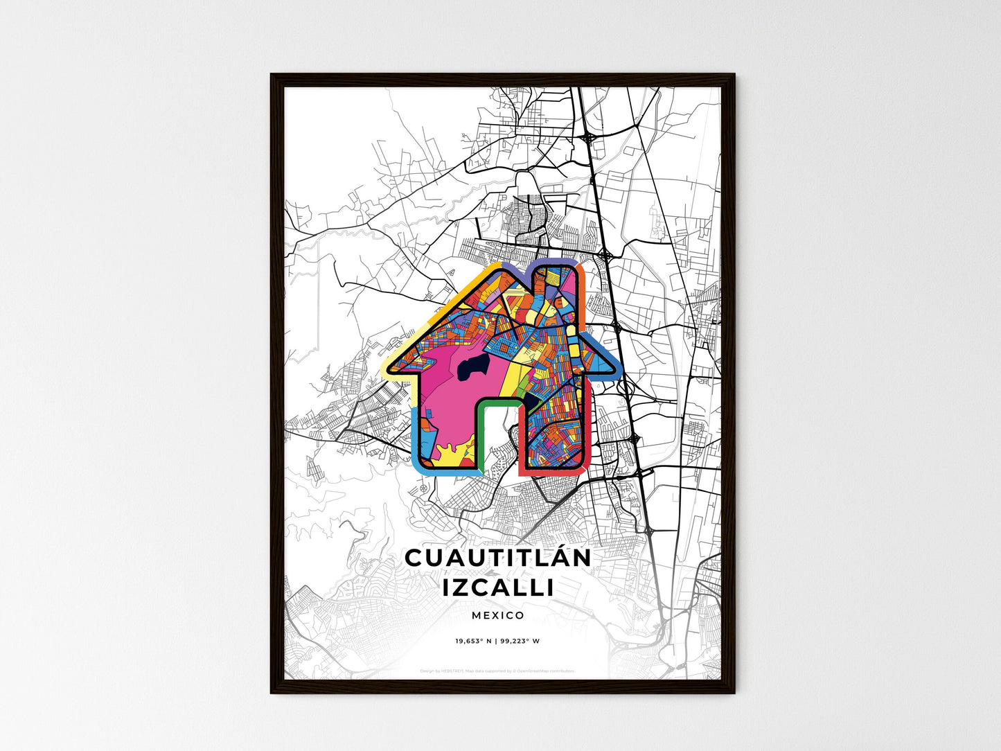 Cuautitlán Izcalli Mexico wedding art map with home icon