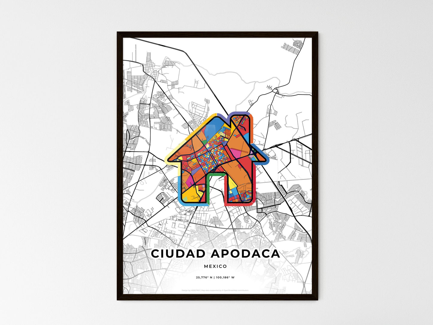 Ciudad Apodaca Mexico wedding art map with home icon