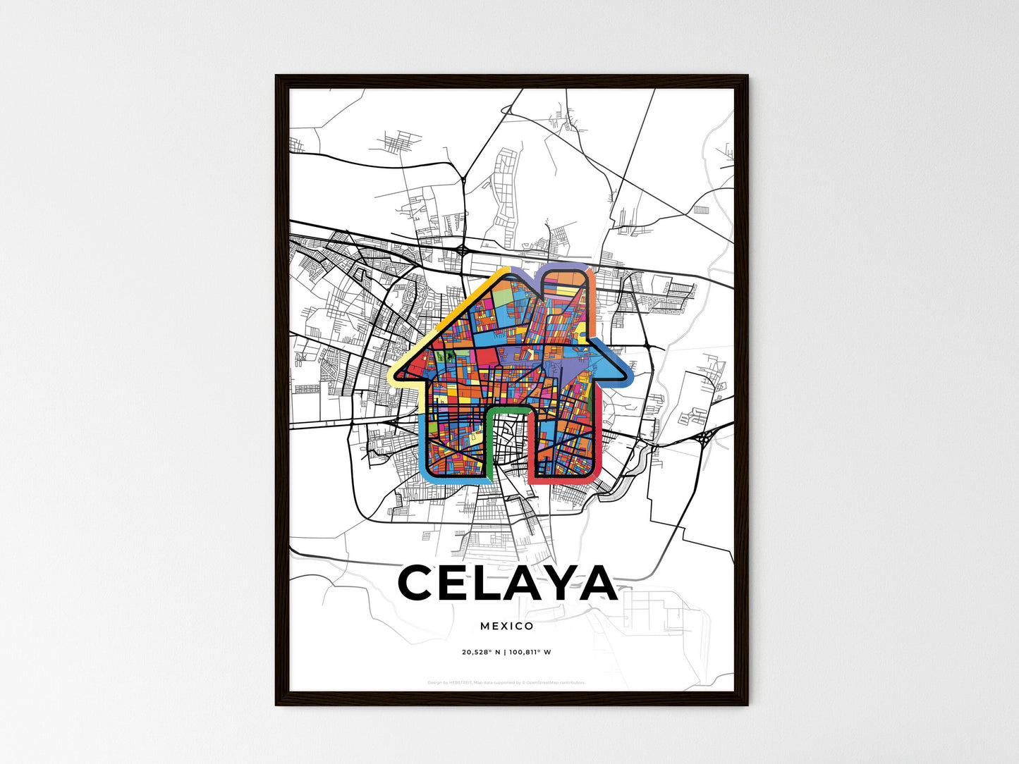 Celaya Mexico wedding art map with home icon