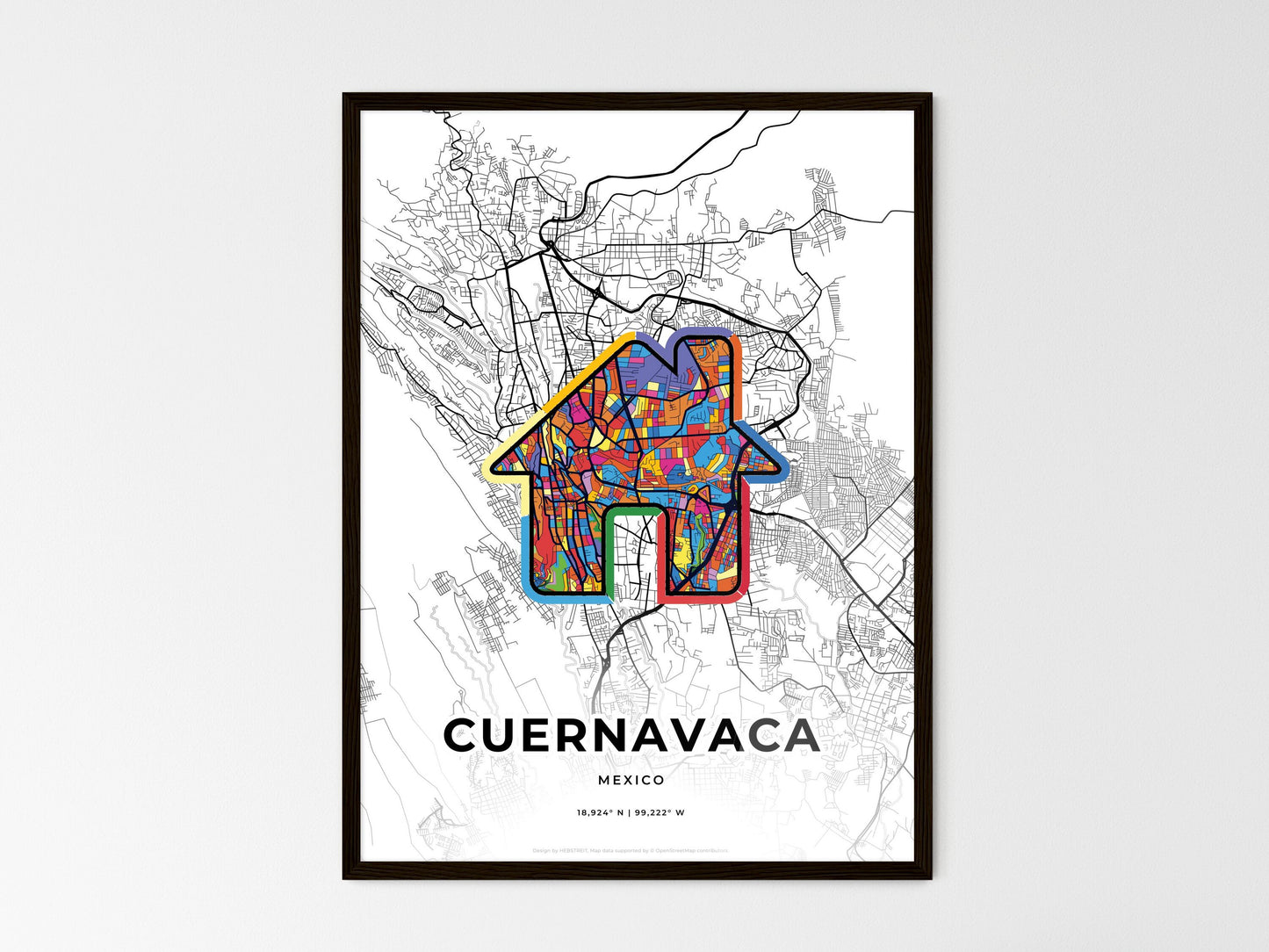 Cuernavaca Mexico wedding art map with home icon