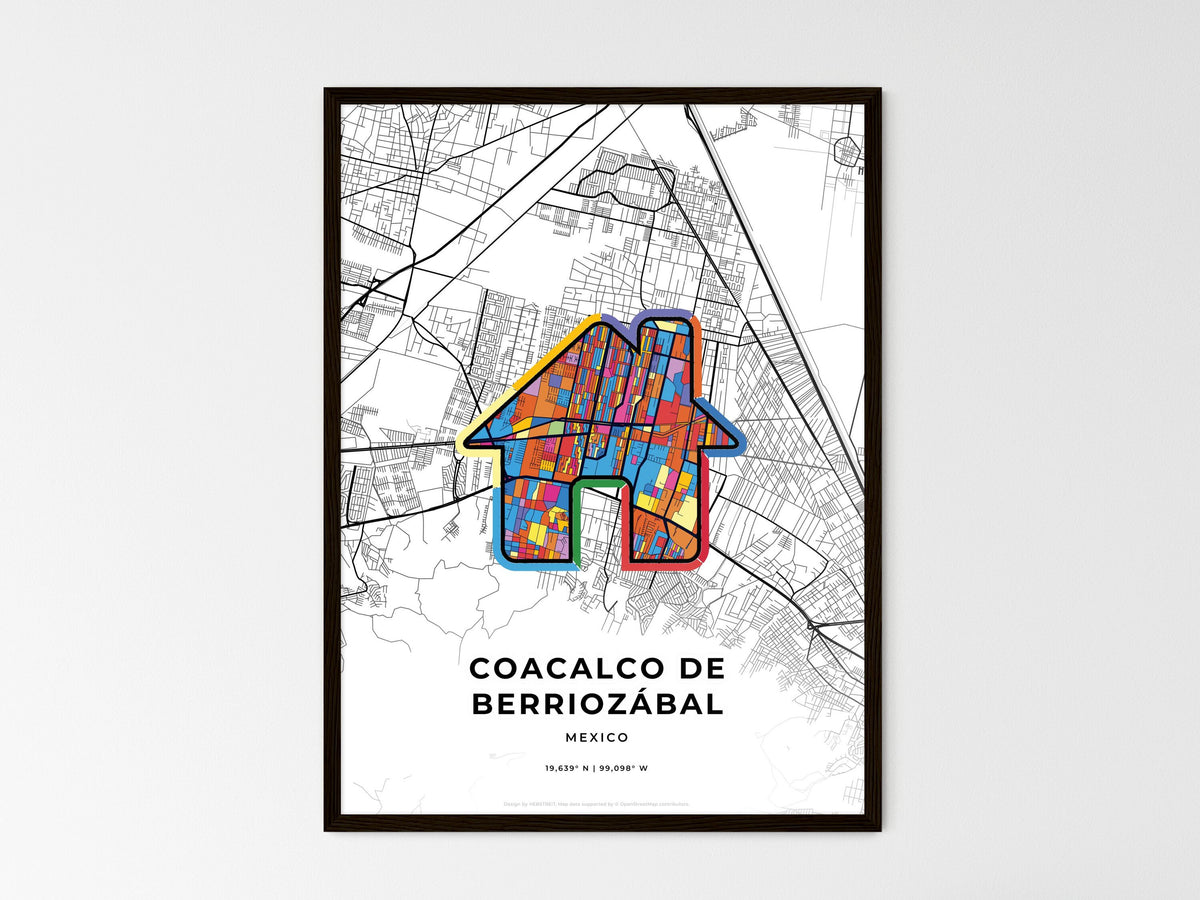 Coacalco De Berriozábal Mexico wedding art map with home icon