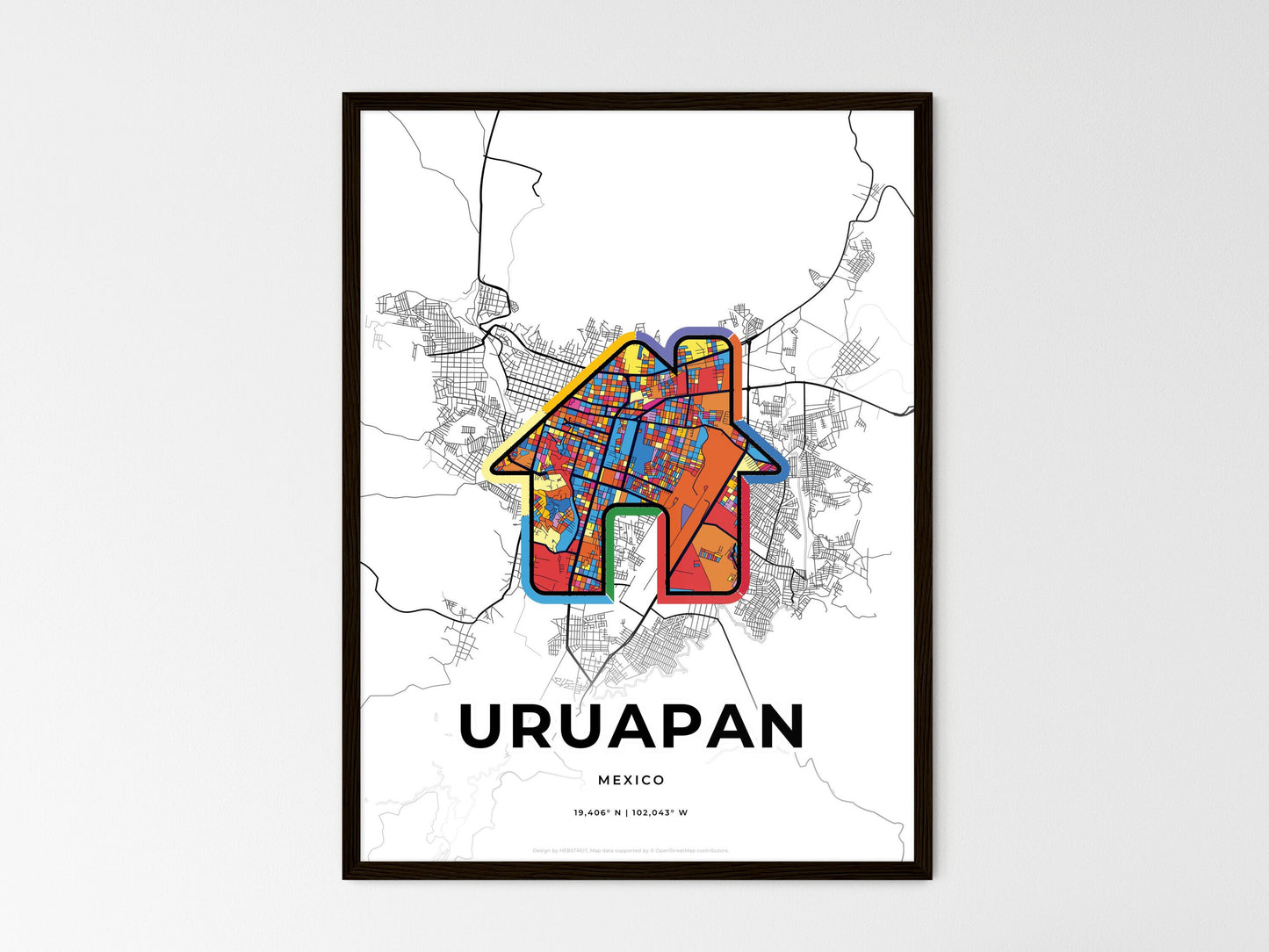 Uruapan Mexico wedding art map with home icon