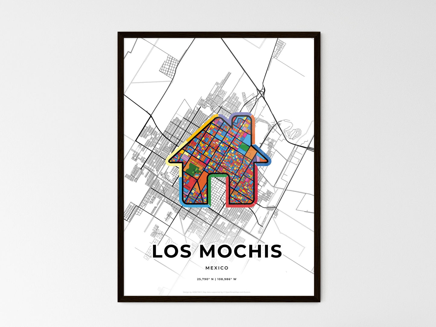 Los Mochis Mexico wedding art map with home icon