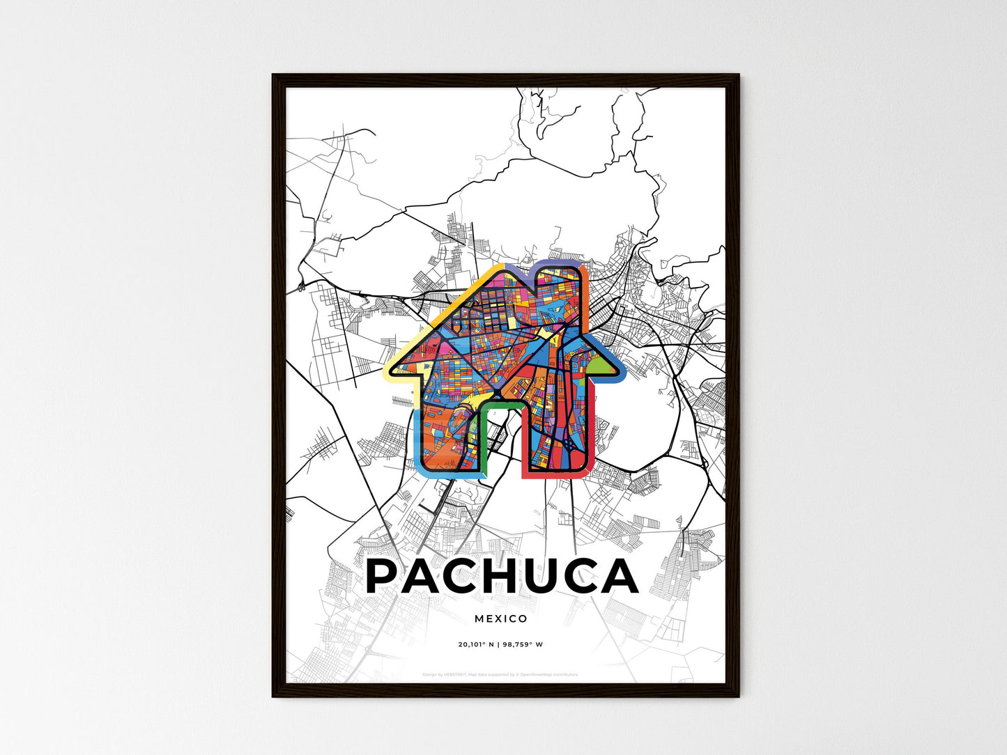 Pachuca Mexico wedding art map with home icon