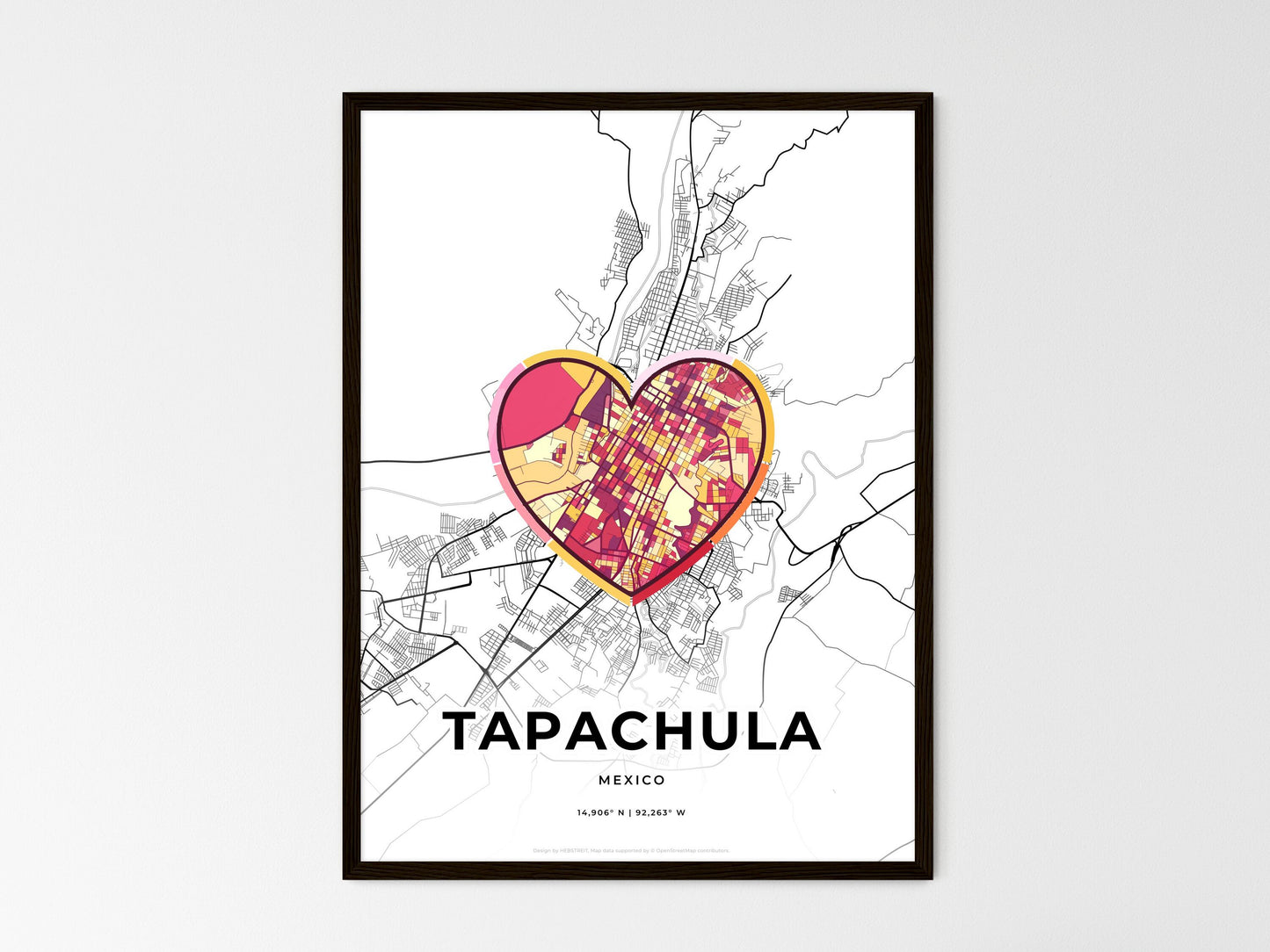 Tapachula Mexico wedding art map with heart icon