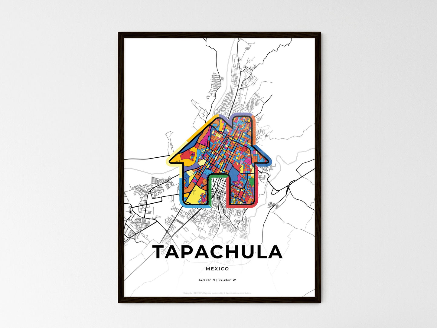 Tapachula Mexico wedding art map with home icon
