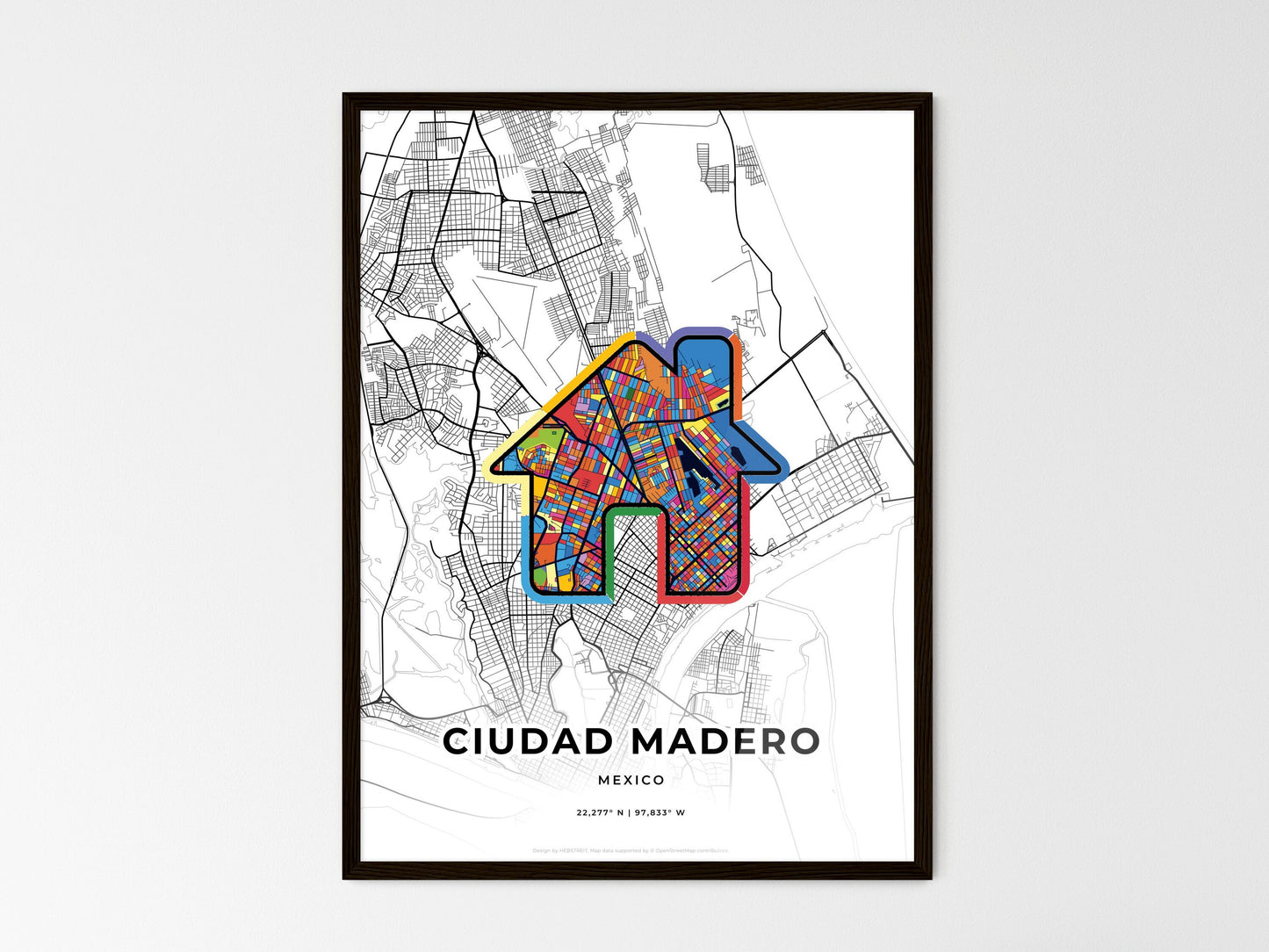 Ciudad Madero Mexico wedding art map with home icon