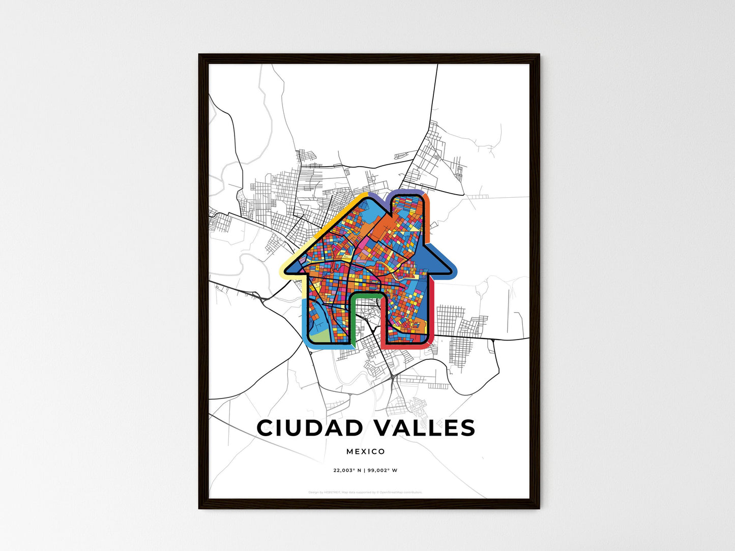 Ciudad Valles Mexico wedding art map with home icon