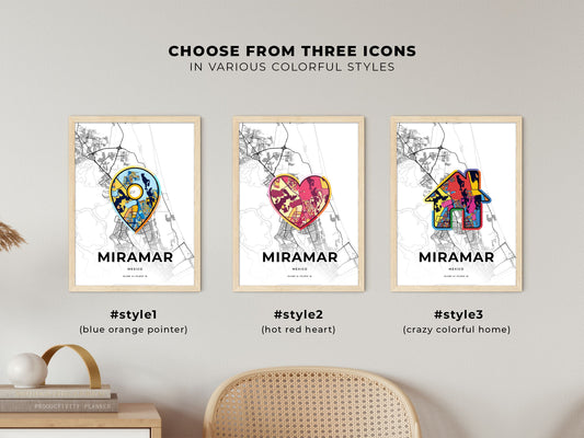 Miramar Mexico maps with colorful icons