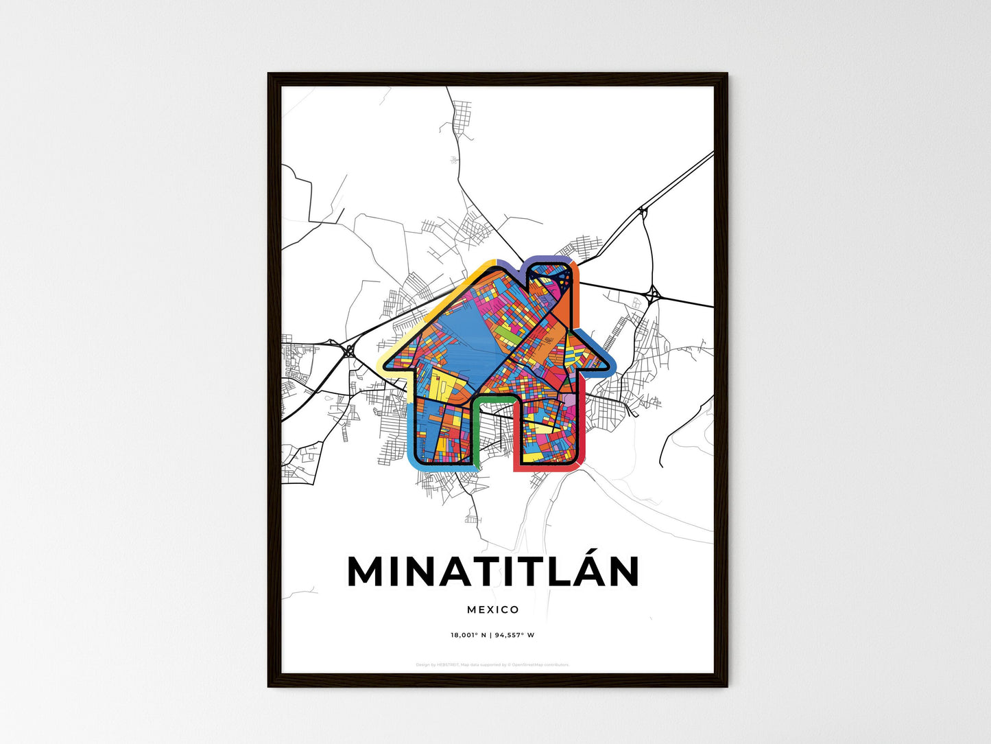 Minatitlán Mexico wedding art map with home icon